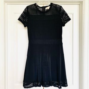 MICHAEL KORS | Michael Kors Black Lace Mesh Fit & Flare Dress | Size: La…
